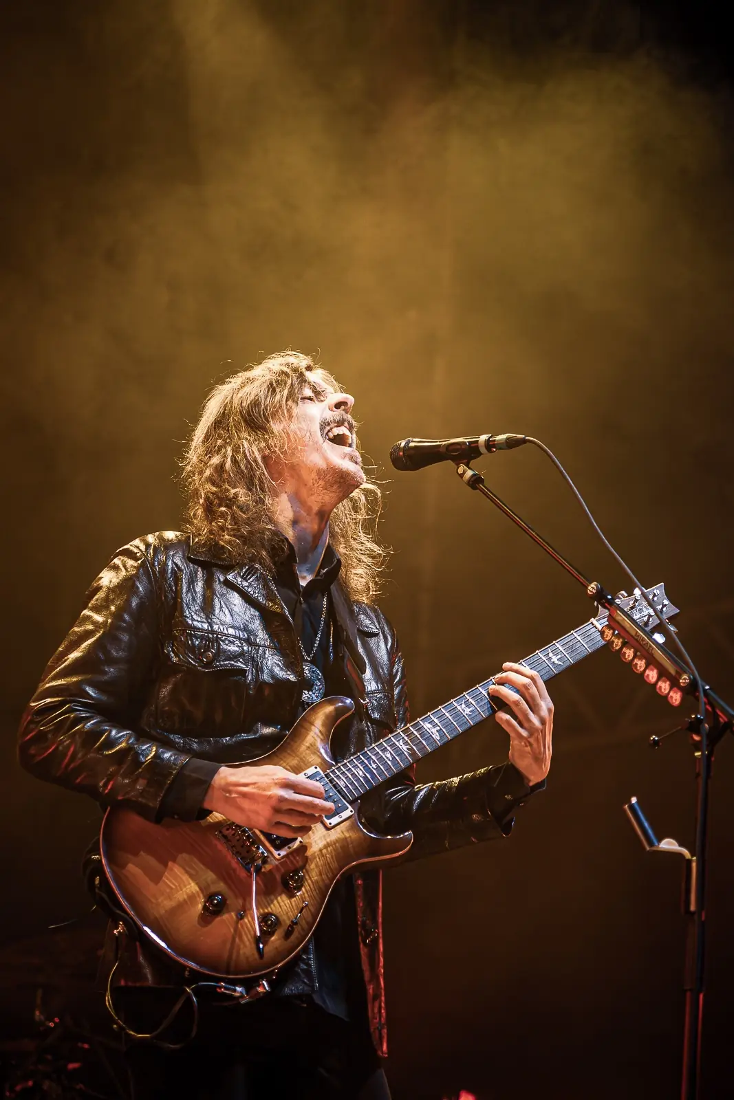Opeth guitarist performing live on stage